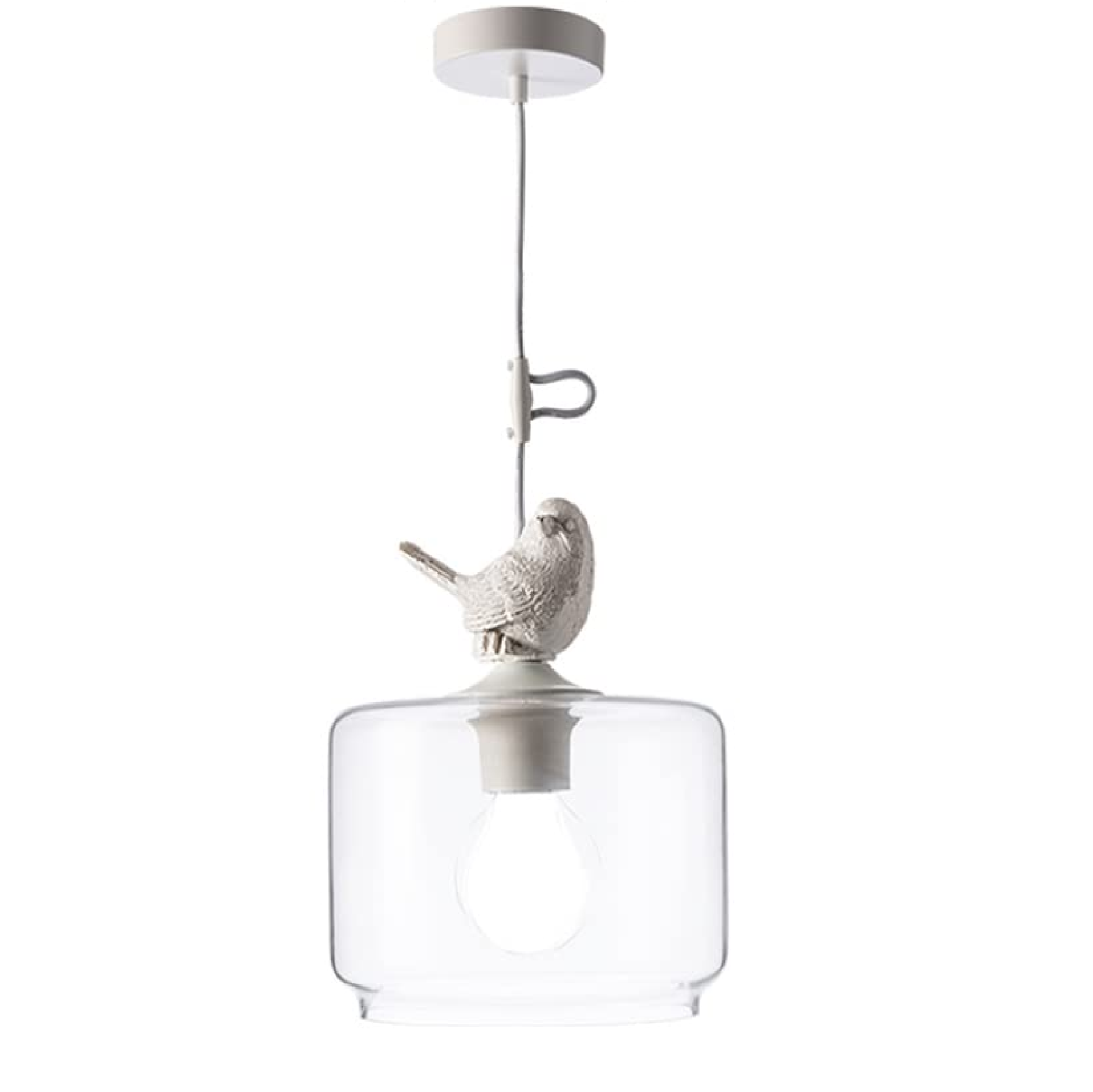 Light Vault BALDER WHITE BIRD On Modern Polished Glass Contemporary Pendant Light